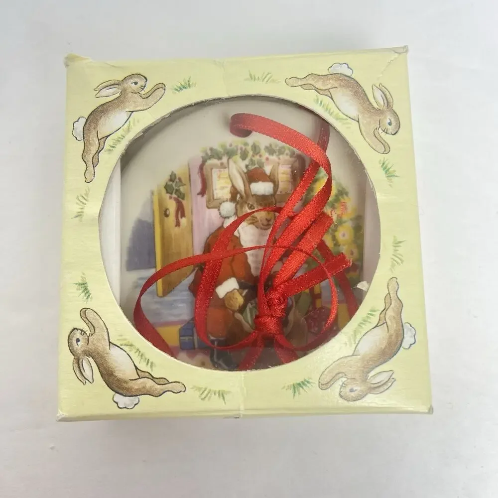 Royal Doulton Bunnykins Vintage Bunnykins Christmas Ornament With Santa Rabbit